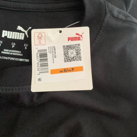PUMA Men's T-Shirt Small Black Cotton Crew Neck NWT - Picture 6 of 9